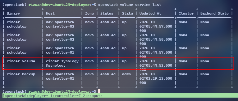 Cinder volume service list